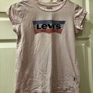 Levi's Pink Kids Shirt with Red and Blue Logo